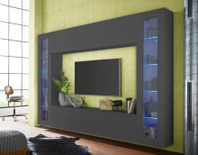 Vitrine >Benevent< in Anthrazit matt - 40x180x30cm (BxHxT)