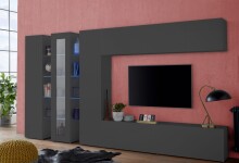 Anbauschrank >Benevent< in Anthrazit matt - 40x180x30cm (BxHxT)