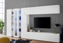 Klapphängeschrank >Benevent< in Weiß Hochglanz - 180x40x30cm (BxHxT)