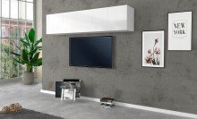 Klapphängeschrank >Benevent< in Weiß Hochglanz - 180x40x30cm (BxHxT)