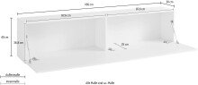 TV-Board >Benevent< in Weiß Hochglanz - 180x40x30cm (BxHxT)