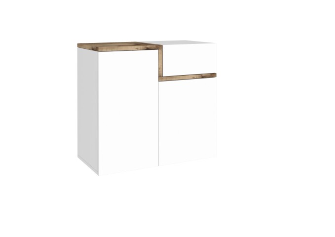 Schuhkommode >Pomezia< in Weiß Hg./Pereira Ahorn - 80x80,1x40 (BxHxT)
