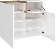 Schuhkommode >Pomezia< in Weiß Hg./Pereira Ahorn - 80x80,1x40 (BxHxT)