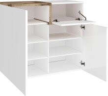 Schuhkommode >Pomezia< in Weiß Hg./Pereira Ahorn - 80x80,1x40 (BxHxT)