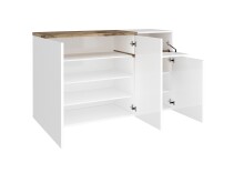 Schuhkommode >Pomezia< in Weiß Hg./Pereira Ahorn - 120x80,1x40 (BxHxT)