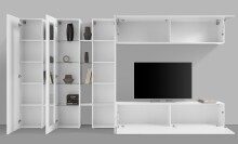 Wohnwand >Benevent< (7-teilig) in Weiß Hochglanz - 380x180x30 (BxHxT)