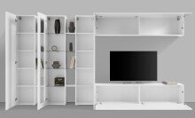 Wohnwand >Benevent< (7-teilig) in Weiß Hochglanz - 380x180x30 (BxHxT)