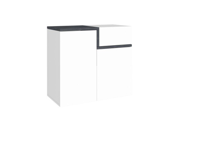 Schuhkommode >Pomezia< in Weiß Hg. / Schiefer  - 80x80,1x40cm (BxHxT)