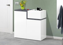 Schuhkommode >Pomezia< in Weiß Hg. / Schiefer  - 80x80,1x40cm (BxHxT)