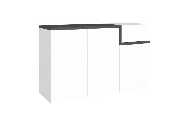 Schuhkommode >Pomezia< in Weiß Hg. / Schiefer  - 120x80,1x40cm (BxHxT)