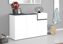 Schuhkommode >Pomezia< in Weiß Hg. / Schiefer  - 120x80,1x40cm (BxHxT)