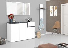 Schuhkommode >Pomezia< in Weiß Hg. / Schiefer  - 120x80,1x40cm (BxHxT)