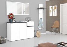Schuhkommode >Pomezia< in Weiß Hg. / Schiefer  - 120x80,1x40cm (BxHxT)