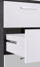 Schreibtisch >Novara< in Weiß Hochglanz / Schiefer - 160x75x60 (BxHxT)