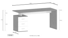 Schreibtisch >Novara< in Weiß Hochglanz / Schiefer - 160x75x60 (BxHxT)