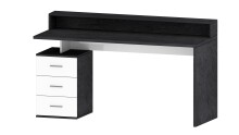Schreibtisch >Novara< in Weiß Hochglanz / Schiefer - 160x90x60 (BxHxT)