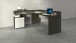 Eckschreibtisch >Novara< in Schiefer / Weiß Hg. - 180x90x160cm (BxHxT)