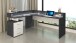 Eckschreibtisch >Novara< in Schiefer / Weiß Hg. - 180x90x160cm (BxHxT)