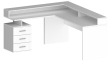 Eckschreibtisch >Novara< in Weiß Hochglanz - 180x90x160cm (BxHxT)