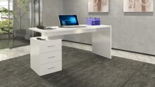 Schreibtisch >Novara< in Weiß Hochglanz - 160x75x60cm (BxHxT)