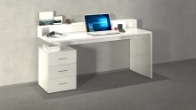 Schreibtisch >Novara< in Weiß Hochglanz - 160x90x60cm (BxHxT)