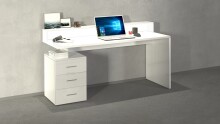 Schreibtisch >Novara< in Weiß Hochglanz - 160x90x60cm (BxHxT)