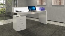 Schreibtisch >Novara< in Weiß Hochglanz - 160x90x60cm (BxHxT)