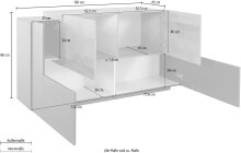 Sideboard >Trani< in Anthrazit matt / Eiche Dekor - 160x86x45 (BxHxT)