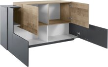 Sideboard >Trani< in Anthrazit matt / Eiche Dekor - 160x86x45 (BxHxT)