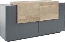 Sideboard >Trani< in Anthrazit matt / Eiche Dekor -...