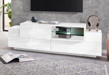 TV-Board >Trani< in Weiß matt / Weiß Hochglanz  - 160x51x45cm (BxHxT)
