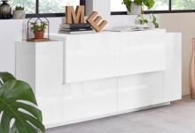 Sideboard >Trani< in Weiß matt / Weiß Hochglanz  - 160x86x45cm (BxHxT)
