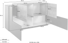 Sideboard >Trani< in Weiß matt / Weiß Hochglanz  - 160x86x45cm (BxHxT)