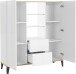 Highboard >Rovigo< in Weiß Hg. /  Pereira Ahorn - 120x120x40cm (BxHxT)