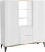Highboard >Rovigo< in Weiß Hg. /  Pereira Ahorn - 120x120x40cm (BxHxT)