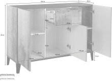 Sideboard >Rovigo< in Pereira Ahorn / Schiefer - 120x82x40cm (BxHxT)