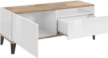 TV-Board >Rovigo< in Weiß Hg. / Pereira Ahorn - 120x47x40cm (BxHxT)