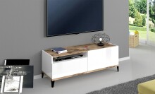 TV-Board >Rovigo< in Weiß Hg. / Pereira Ahorn - 120x47x40cm (BxHxT)