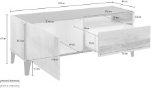 TV-Board >Rovigo< in Weiß Hg. / Pereira Ahorn - 120x47x40cm (BxHxT)
