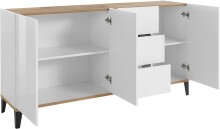 Sideboard >Rovigo< in Weiß Hg. / Pereira Ahorn - 160x82x40cm (BxHxT)