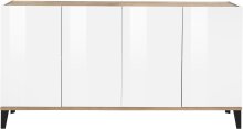 Sideboard >Rovigo< in Weiß Hg. / Pereira Ahorn - 160x82x40cm (BxHxT)