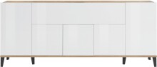 Sideboard >Rovigo< in Weiß Hg. / Pereira Ahorn - 200x82x40cm (BxHxT)