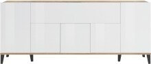 Sideboard >Rovigo< in Weiß Hg. / Pereira Ahorn - 200x82x40cm (BxHxT)