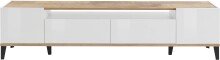TV-Board >Rovigo< in Weiß Hg. / Pereira Ahorn - 200x47x40cm (BxHxT)