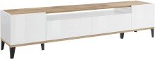 TV-Board >Rovigo< in Weiß Hg. / Pereira Ahorn - 200x47x40cm (BxHxT)
