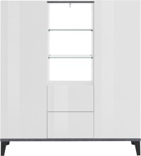Highboard >Rovigo< in Weiß Hg. / Schiefer - 120x120x40cm (BxHxT)