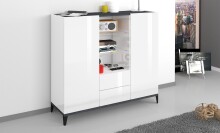 Highboard >Rovigo< in Weiß Hg. / Schiefer - 120x120x40cm (BxHxT)