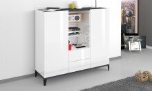 Highboard >Rovigo< in Weiß Hg. / Schiefer - 120x120x40cm (BxHxT)