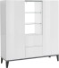 Highboard >Rovigo< in Weiß Hg. / Schiefer - 120x120x40cm (BxHxT)