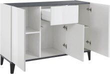 Sideboard >Rovigo< in Weiß Hg. / Schiefer - 120x82x40cm (BxHxT)